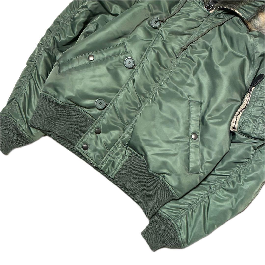 AVIREX N2B ファー 短丈 フライト ジャケット カーキ y2k M