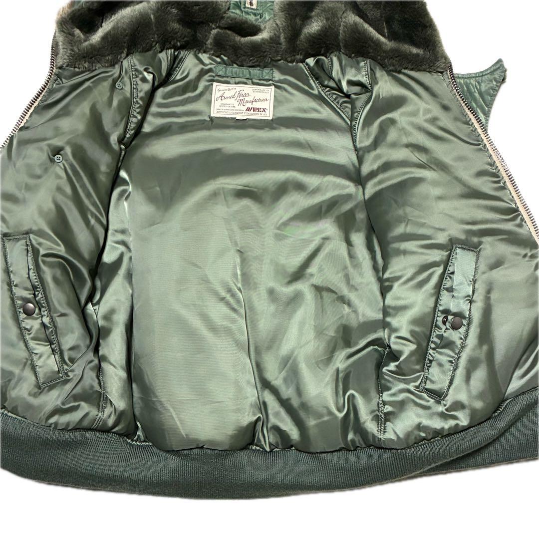 AVIREX N2B ファー 短丈 フライト ジャケット カーキ y2k M