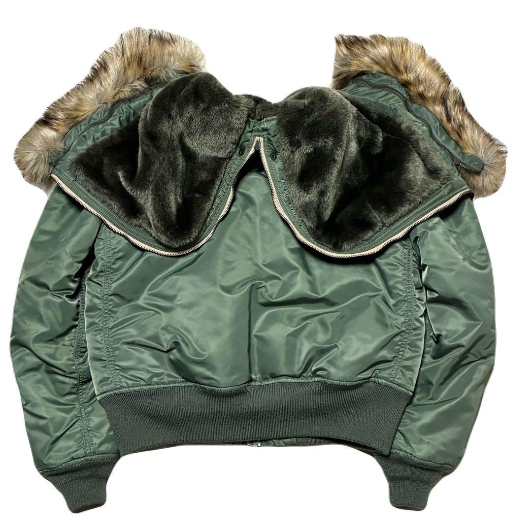AVIREX N2B ファー 短丈 フライト ジャケット カーキ y2k M