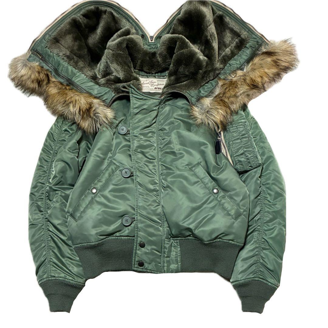 AVIREX N2B ファー 短丈 フライト ジャケット カーキ y2k M