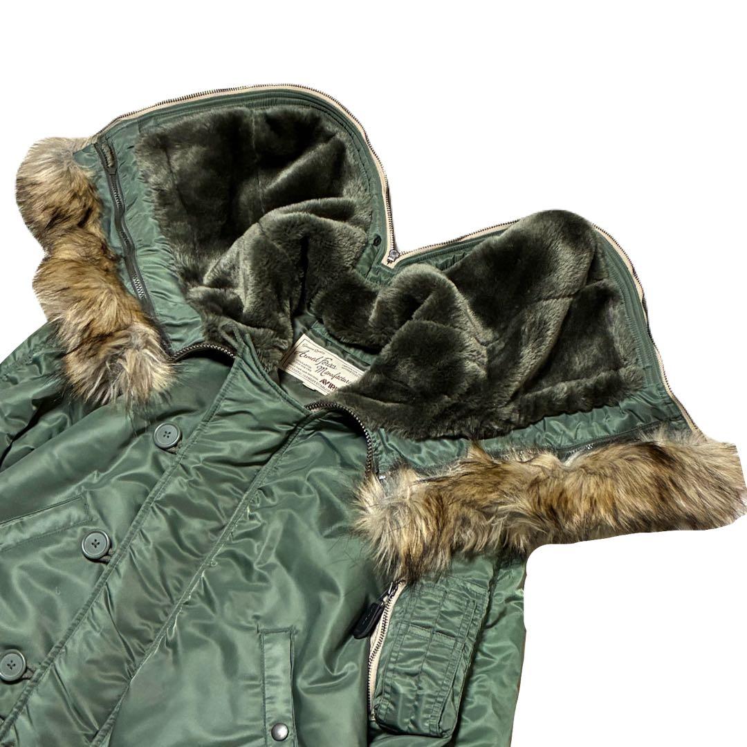 AVIREX N2B ファー 短丈 フライト ジャケット カーキ y2k M