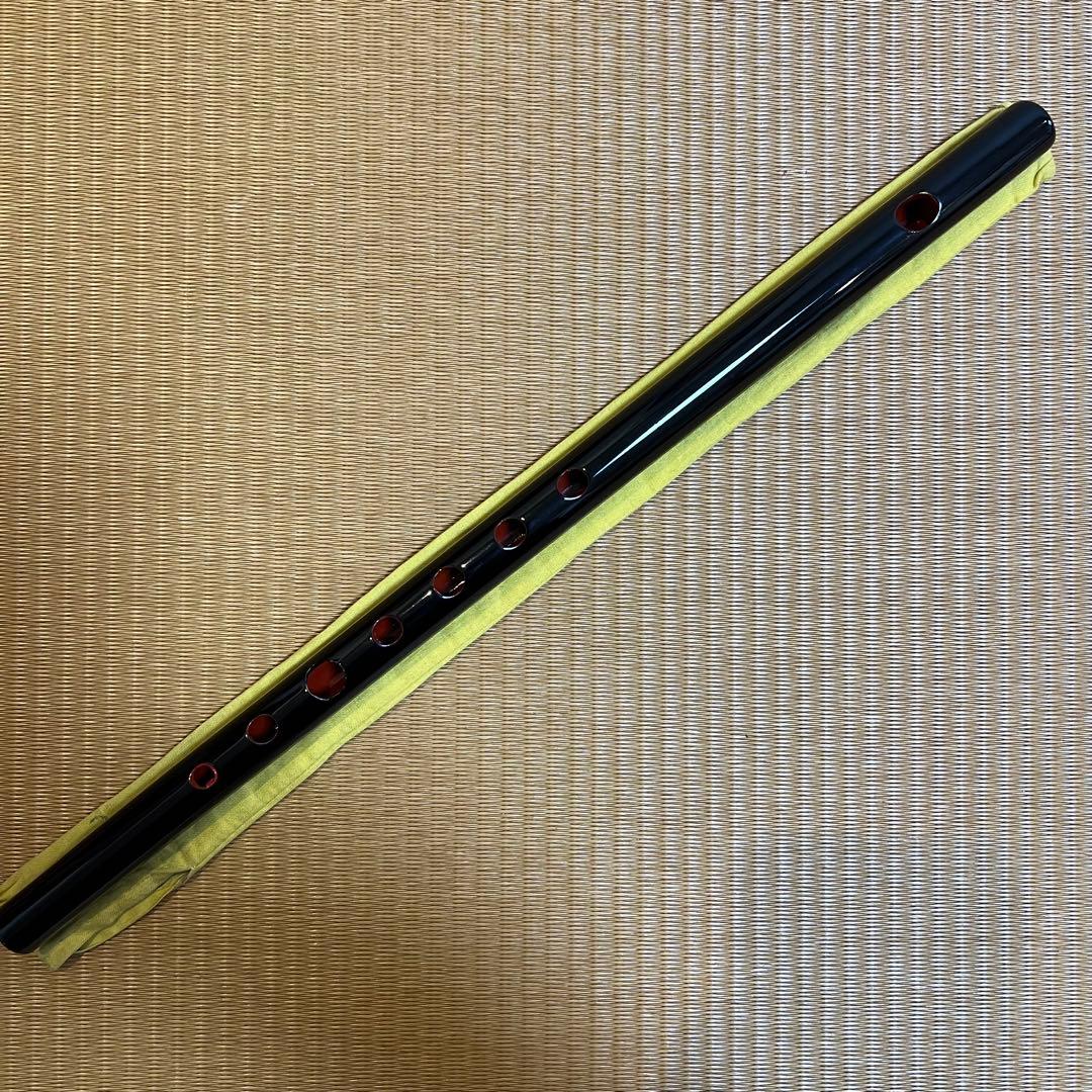 ※本日価格　篠笛丸山 8本調子 唄用（ドレミ調）黒漆塗 専用笛袋付