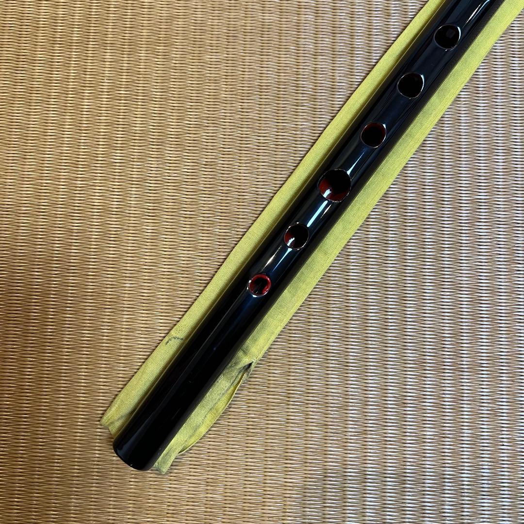 ※本日価格　篠笛丸山 8本調子 唄用（ドレミ調）黒漆塗 専用笛袋付