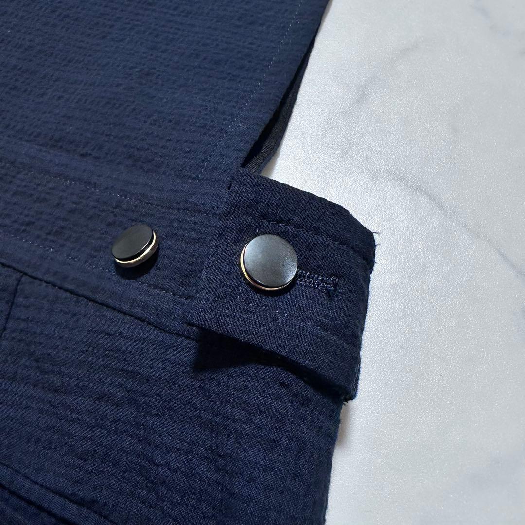 完売品✨BACCA シアサッカーカバードサロペット オールインワン 紺 34