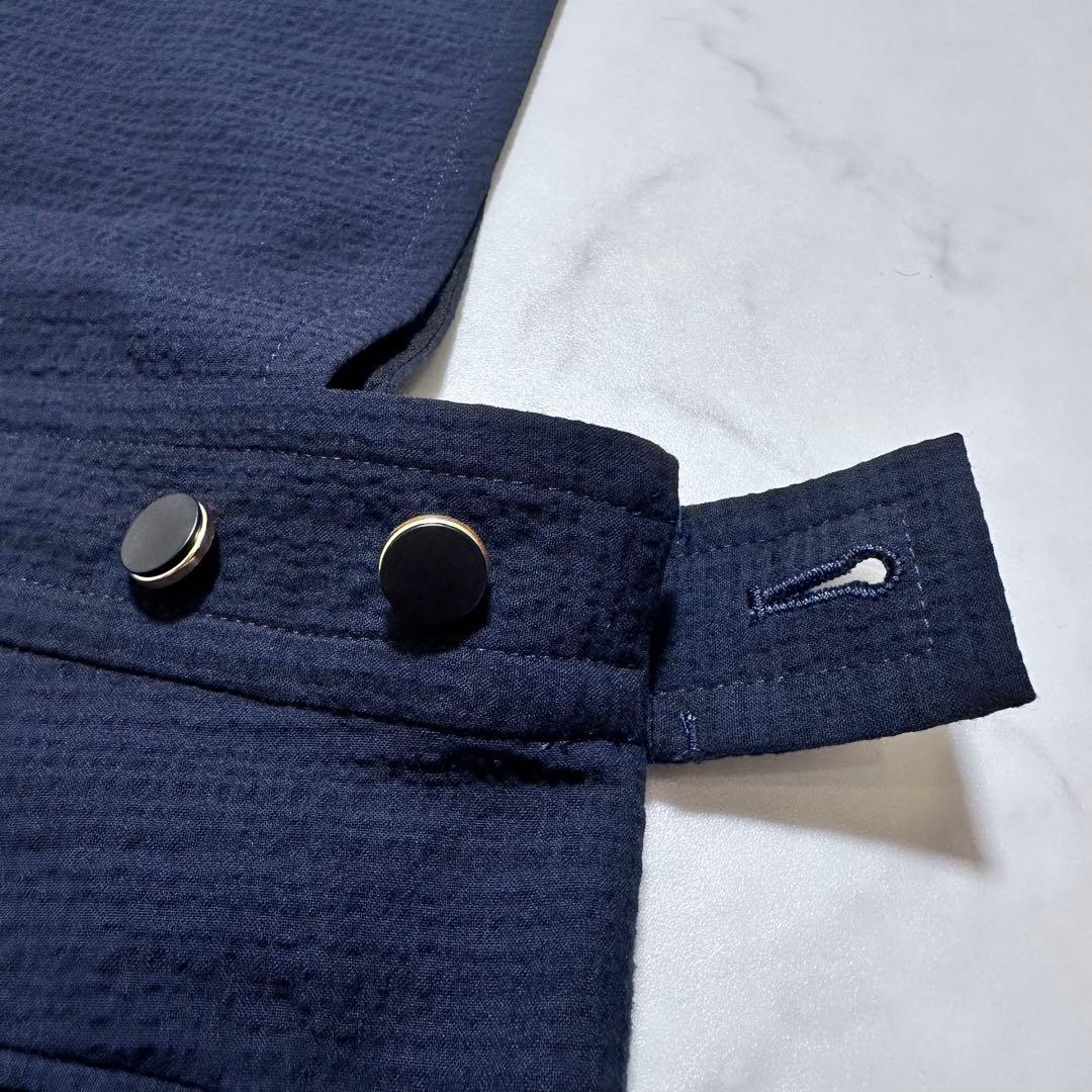 完売品✨BACCA シアサッカーカバードサロペット オールインワン 紺 34