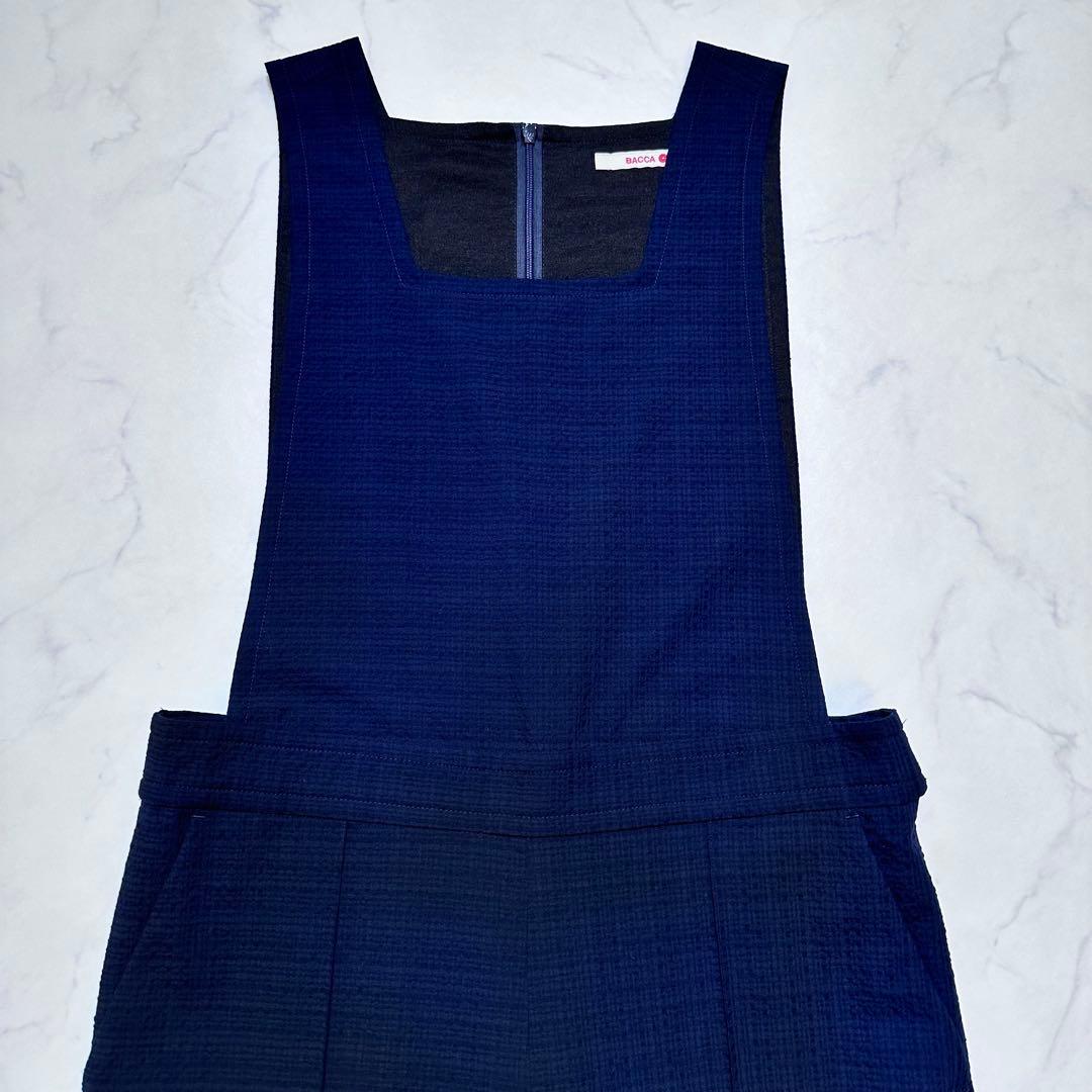 完売品✨BACCA シアサッカーカバードサロペット オールインワン 紺 34