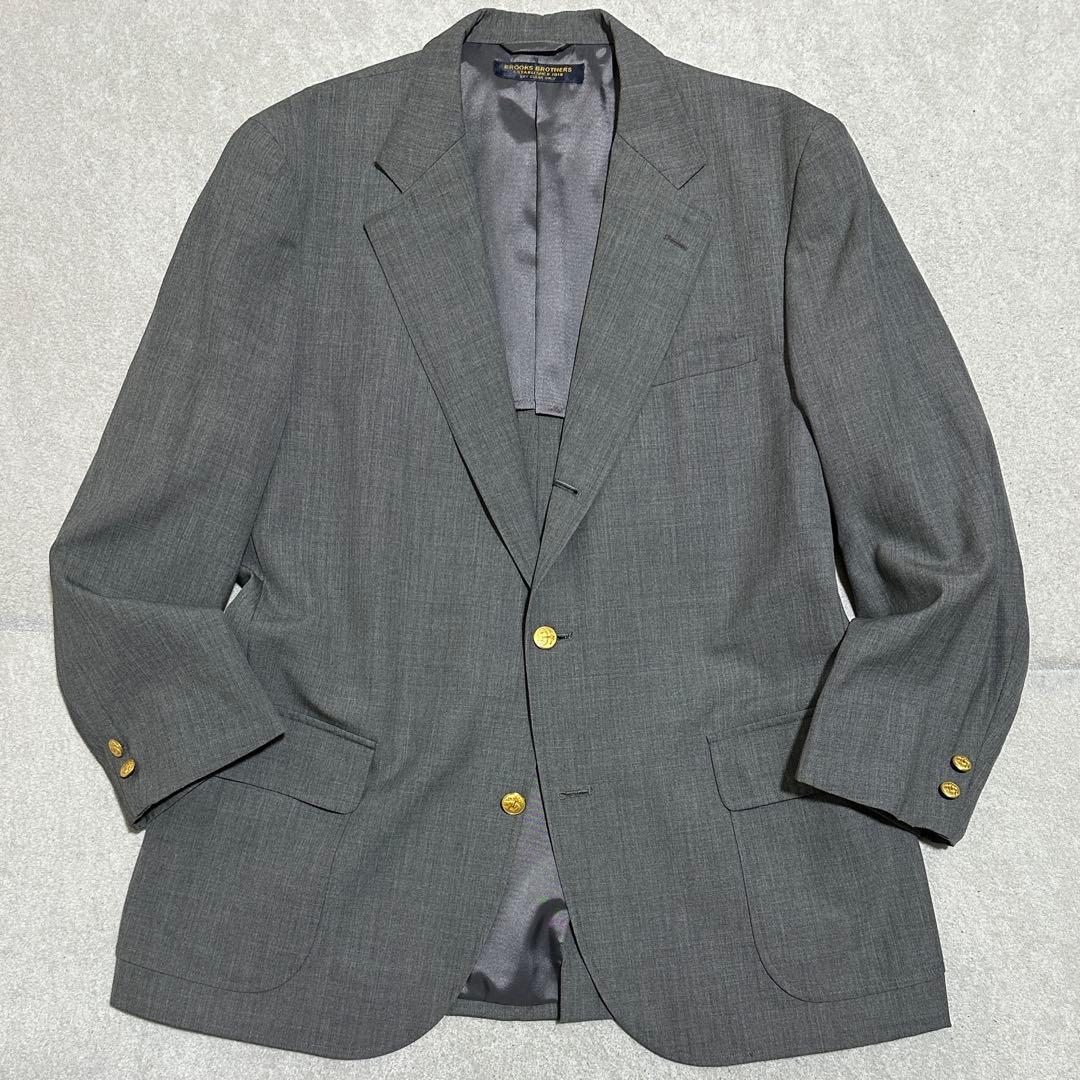 M〜L✨ブルックスブラザーズ　金ボタン　ブレザー　テーラードジャケット　グレー