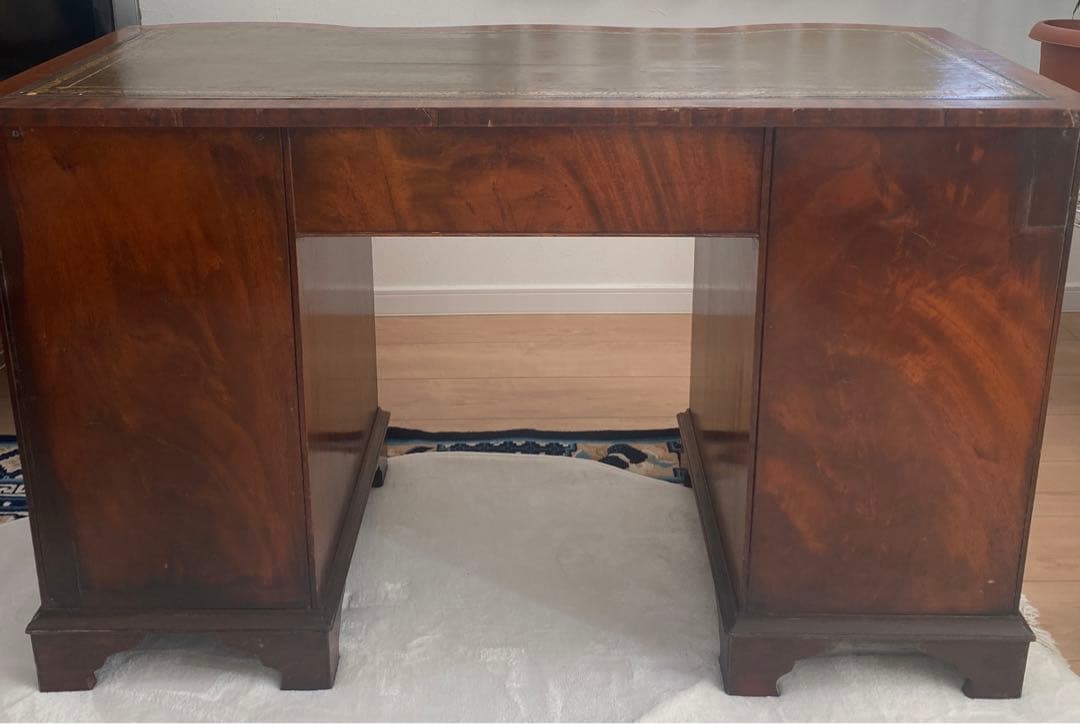 木製ブラウン文机 引き出し付き