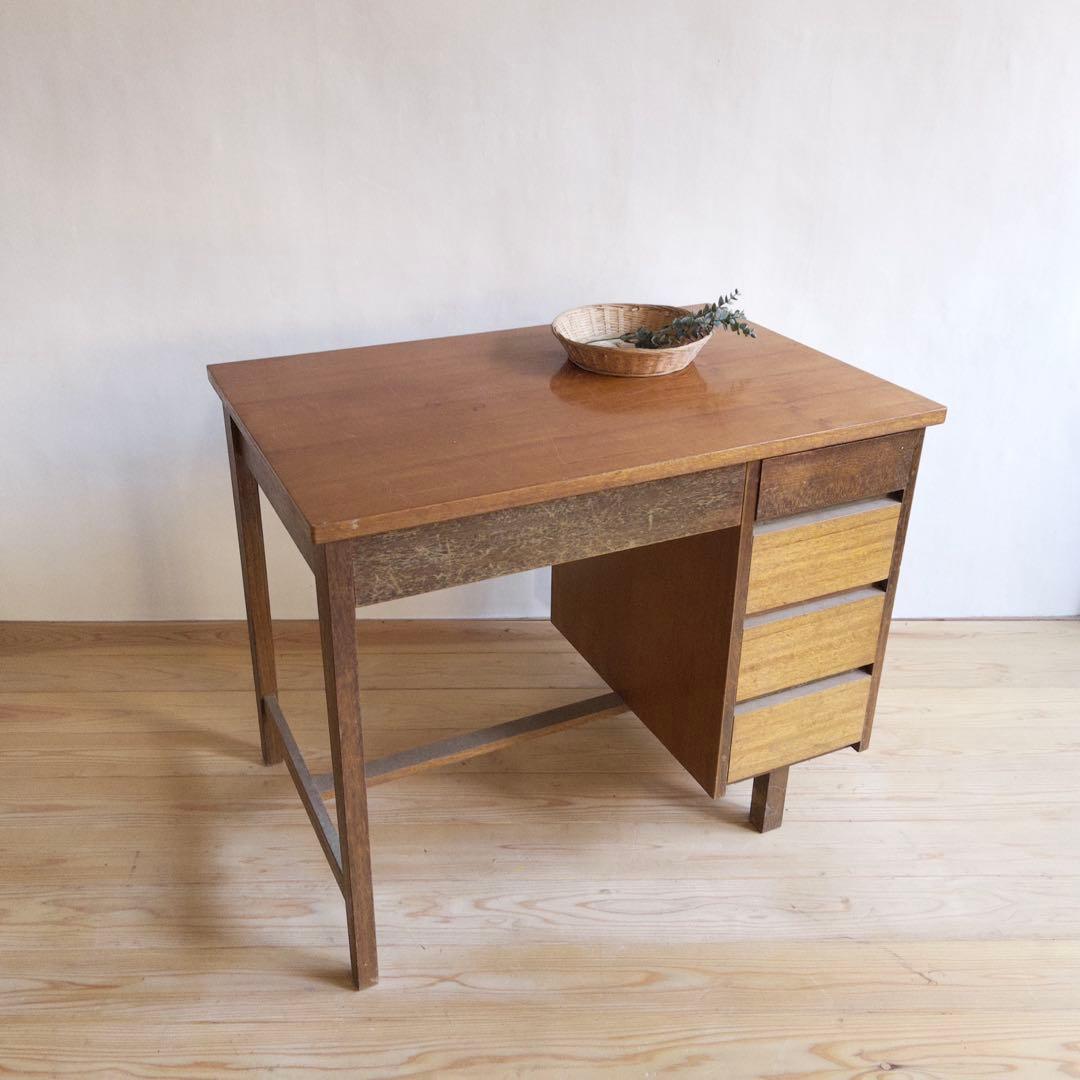 木製デスク　机　作業机　古道具　古家具　ビンテージ　アンティーク　レトロ