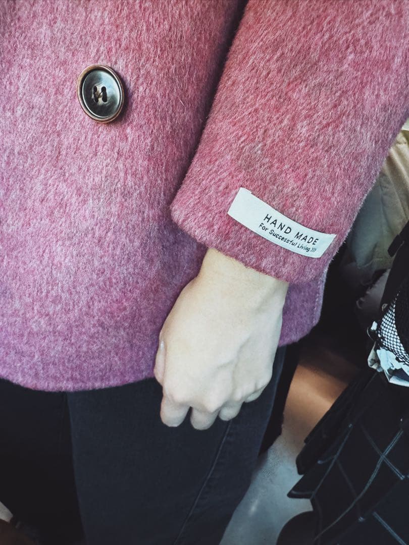 ピンク テーラードジャケット ウール混合