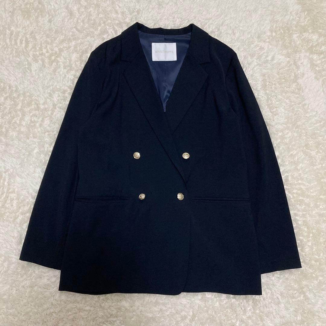リヴドロワ ストレッチツイルテーラードジャケット ネイビー