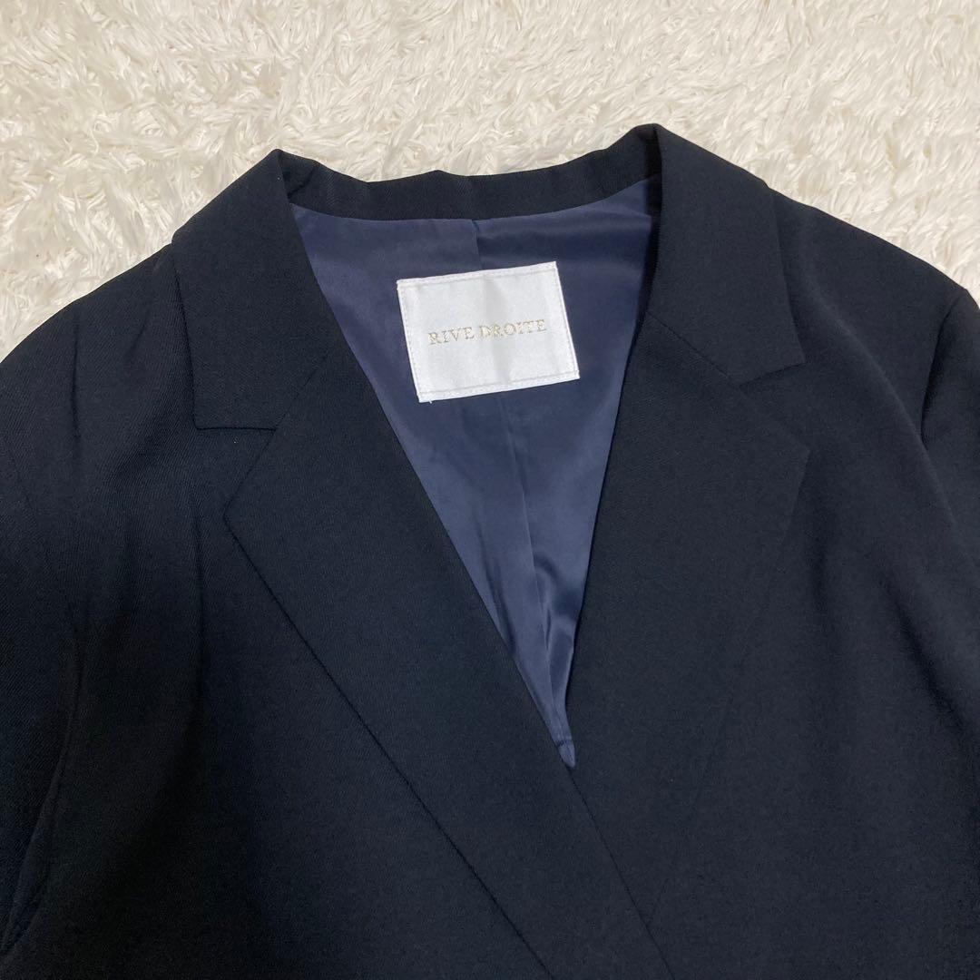 リヴドロワ ストレッチツイルテーラードジャケット ネイビー
