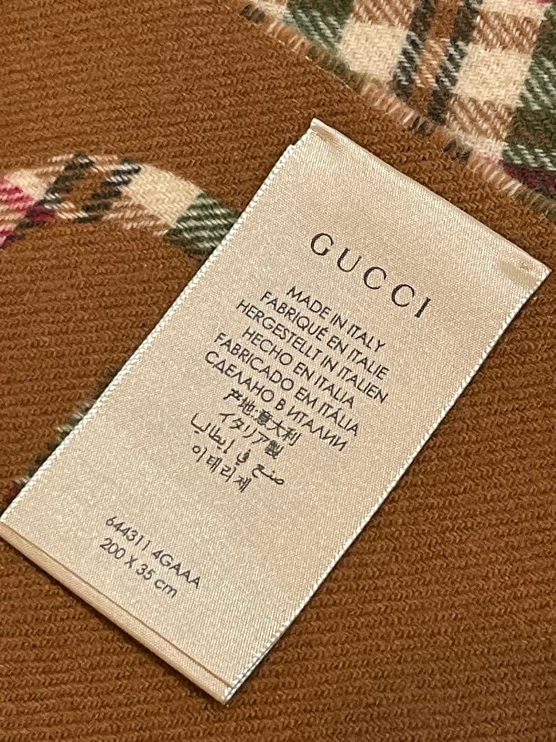 【美品】GUCCIグッチ ウール/カシミヤ　チェック　マフラー　❤︎