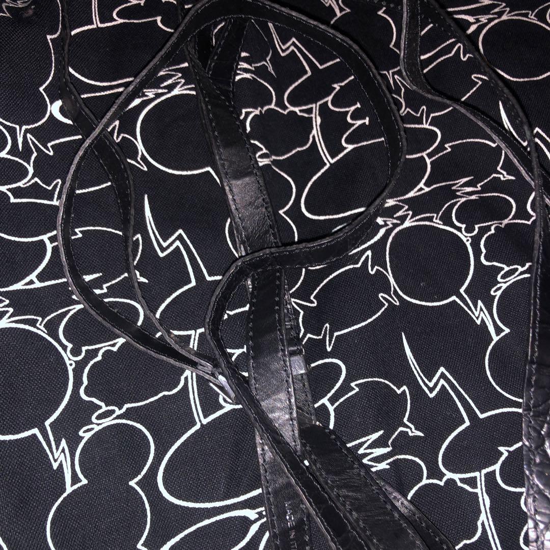 CELINE レザー サスペンダー ブラック クロコ型