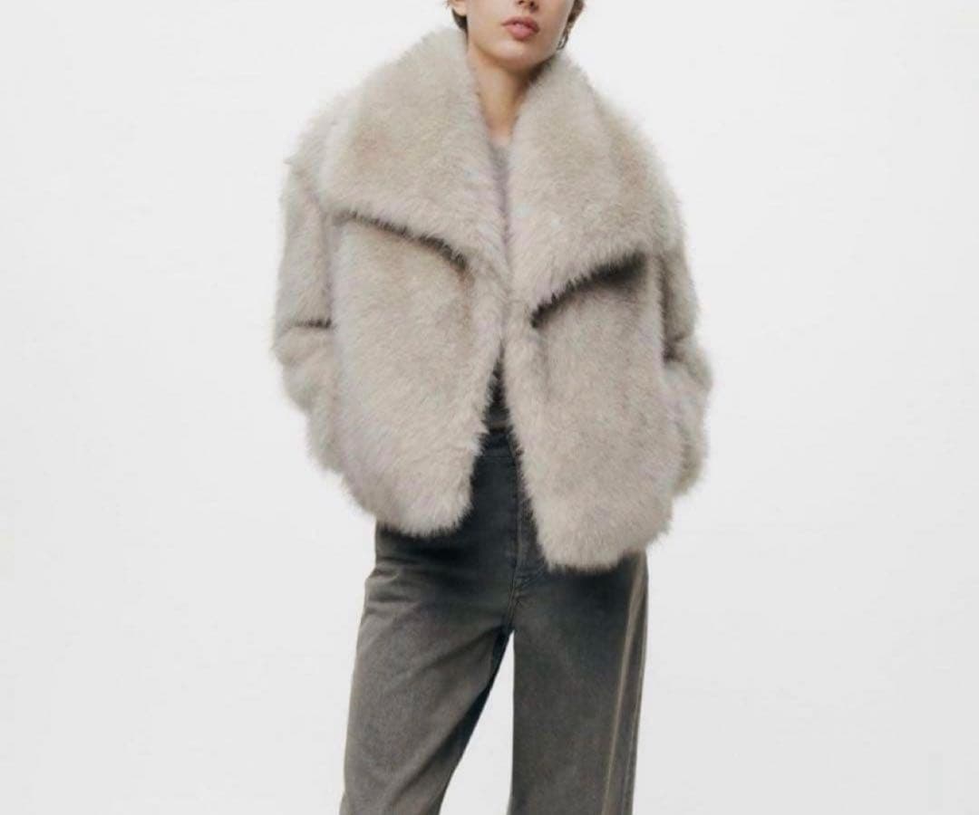 zara フェイクファーショートジャケット ZW COLLECTION Lサイズ