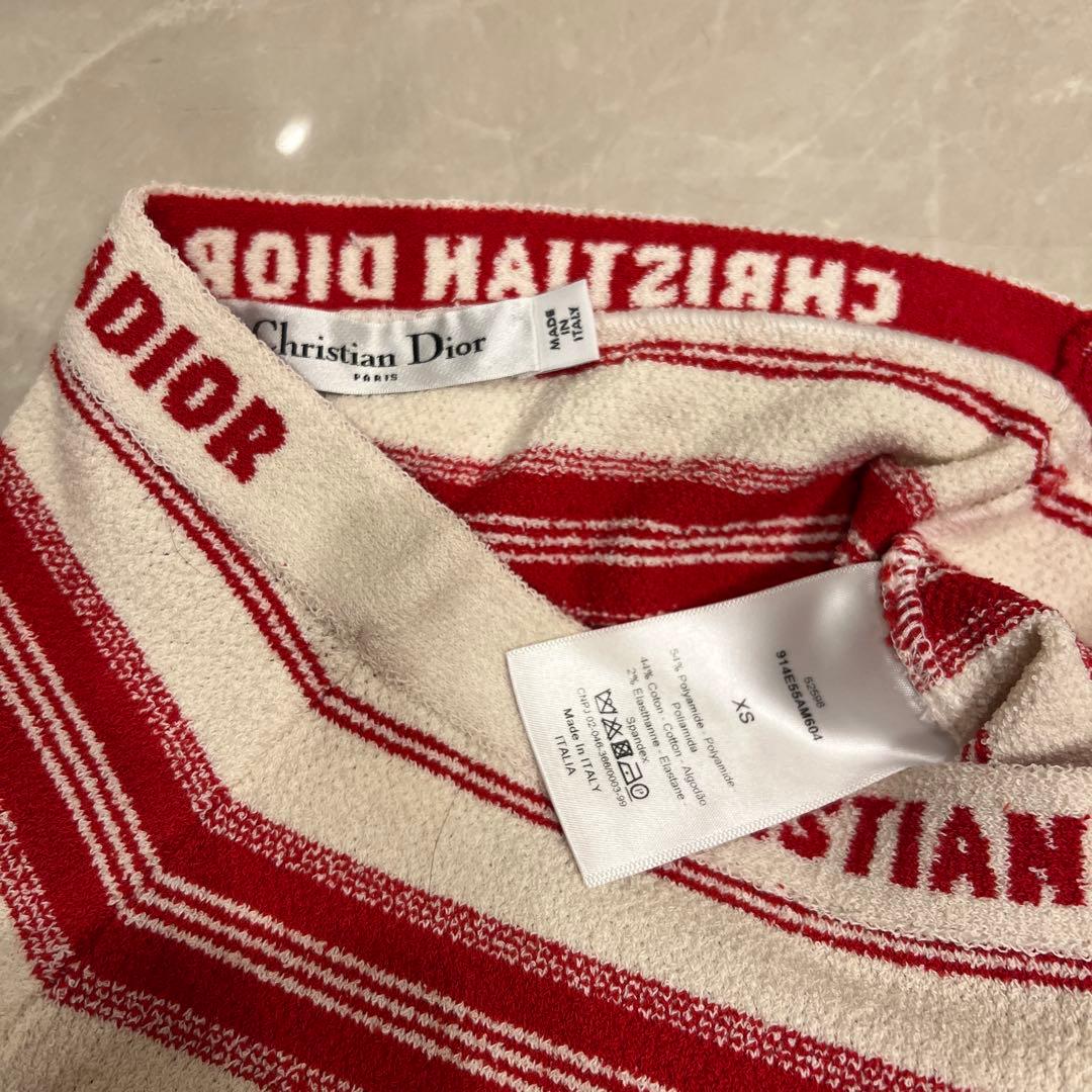 Dior 水着　タオル地　赤　ボーダー　セットアップ
