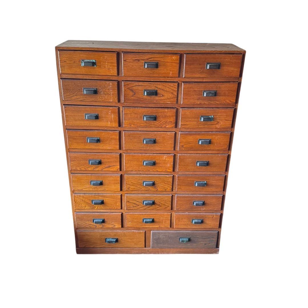 ヴィンテージ家具　木製収納　引き出し26杯