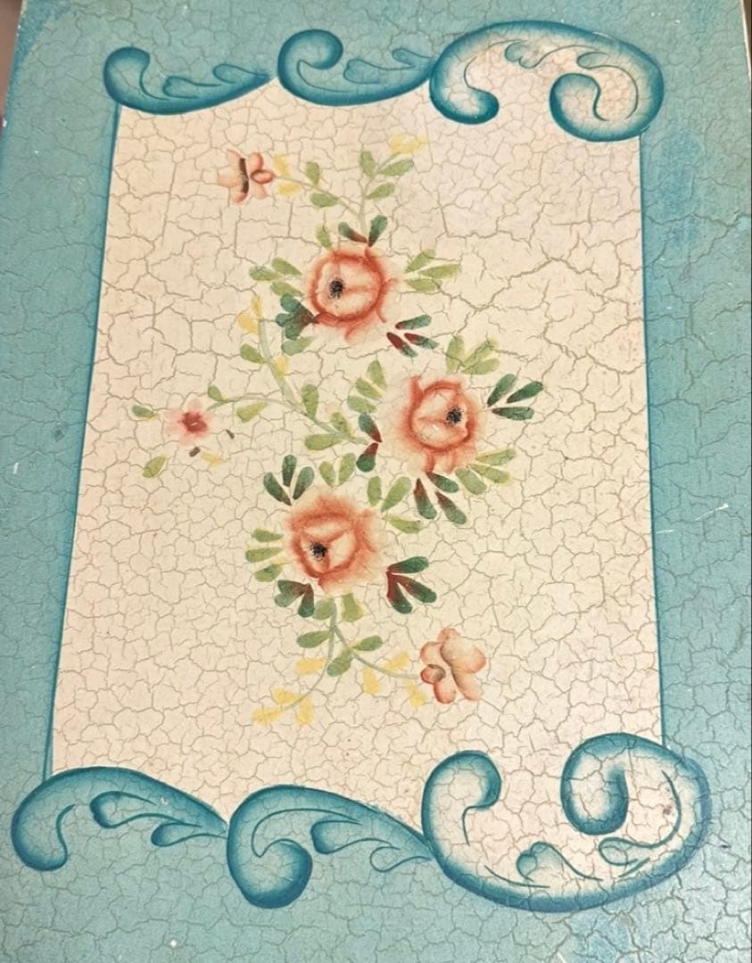 木製花柄キャビネット