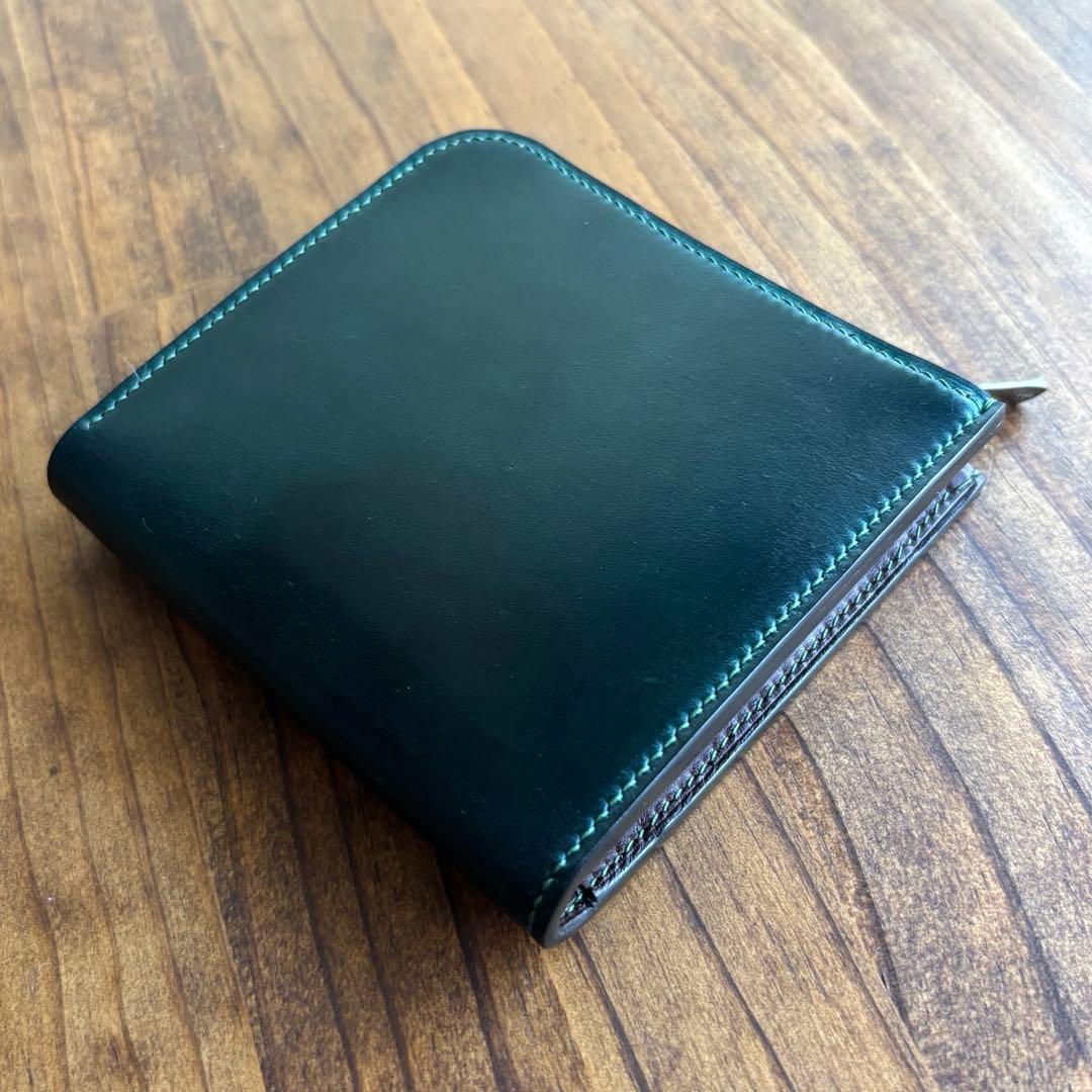 K氏様オーダー用 コードバン　グリーン　L字ファスナー財布