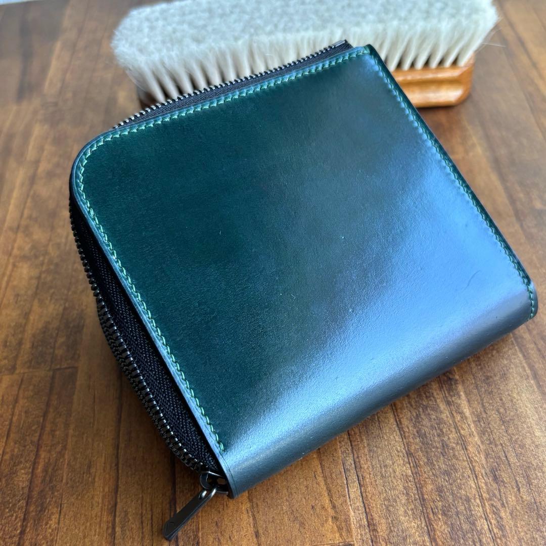 K氏様オーダー用 コードバン　グリーン　L字ファスナー財布