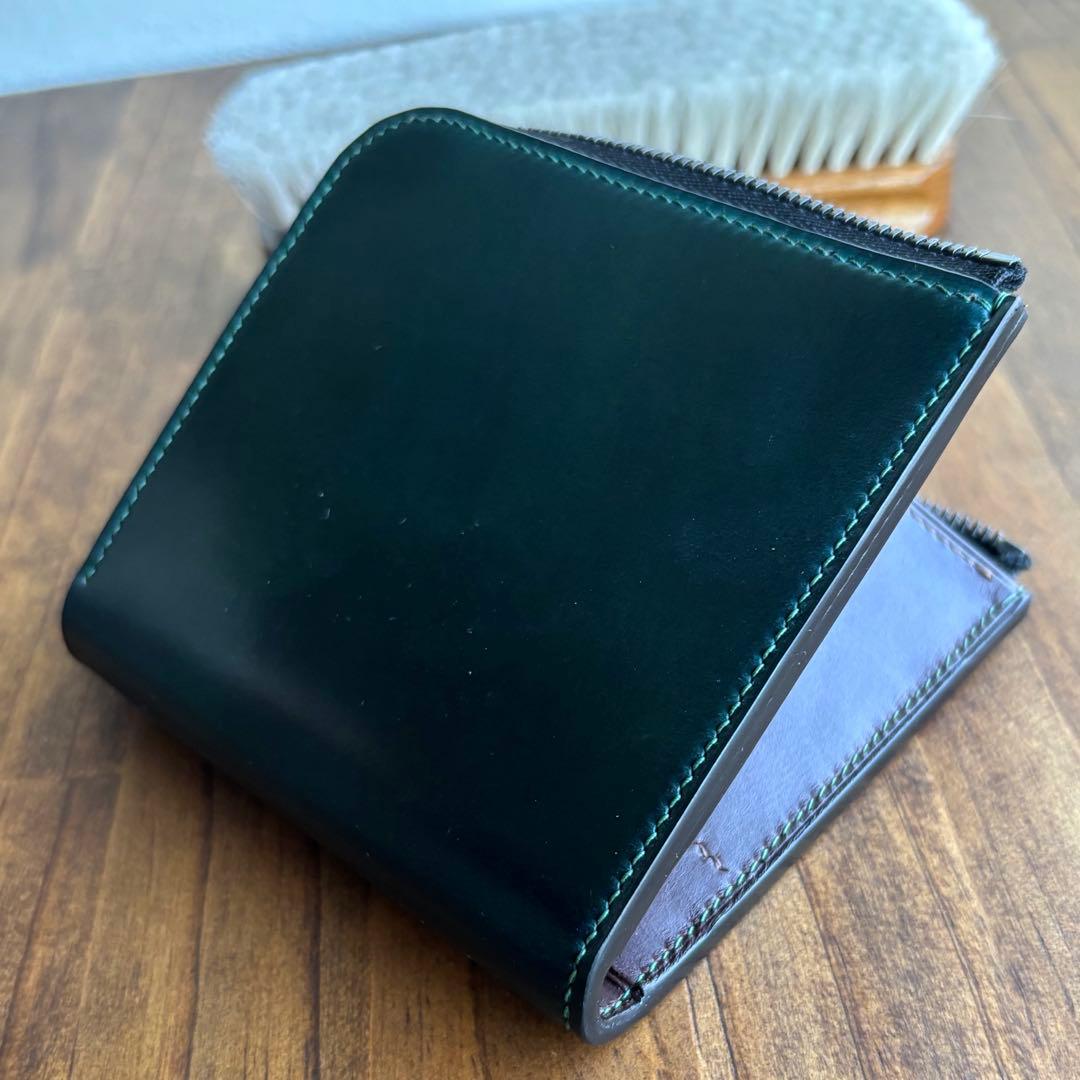 K氏様オーダー用 コードバン　グリーン　L字ファスナー財布