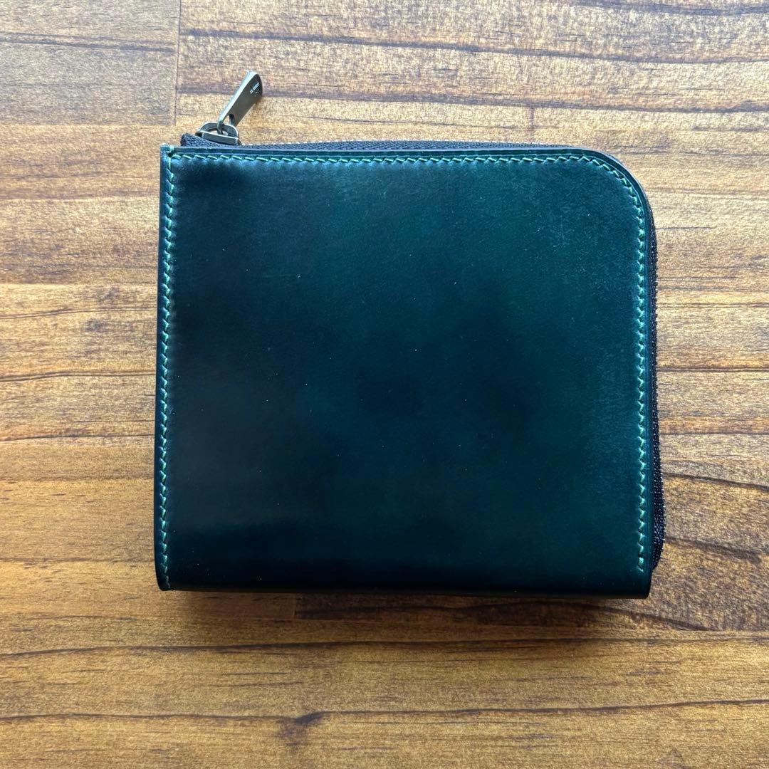 K氏様オーダー用 コードバン　グリーン　L字ファスナー財布