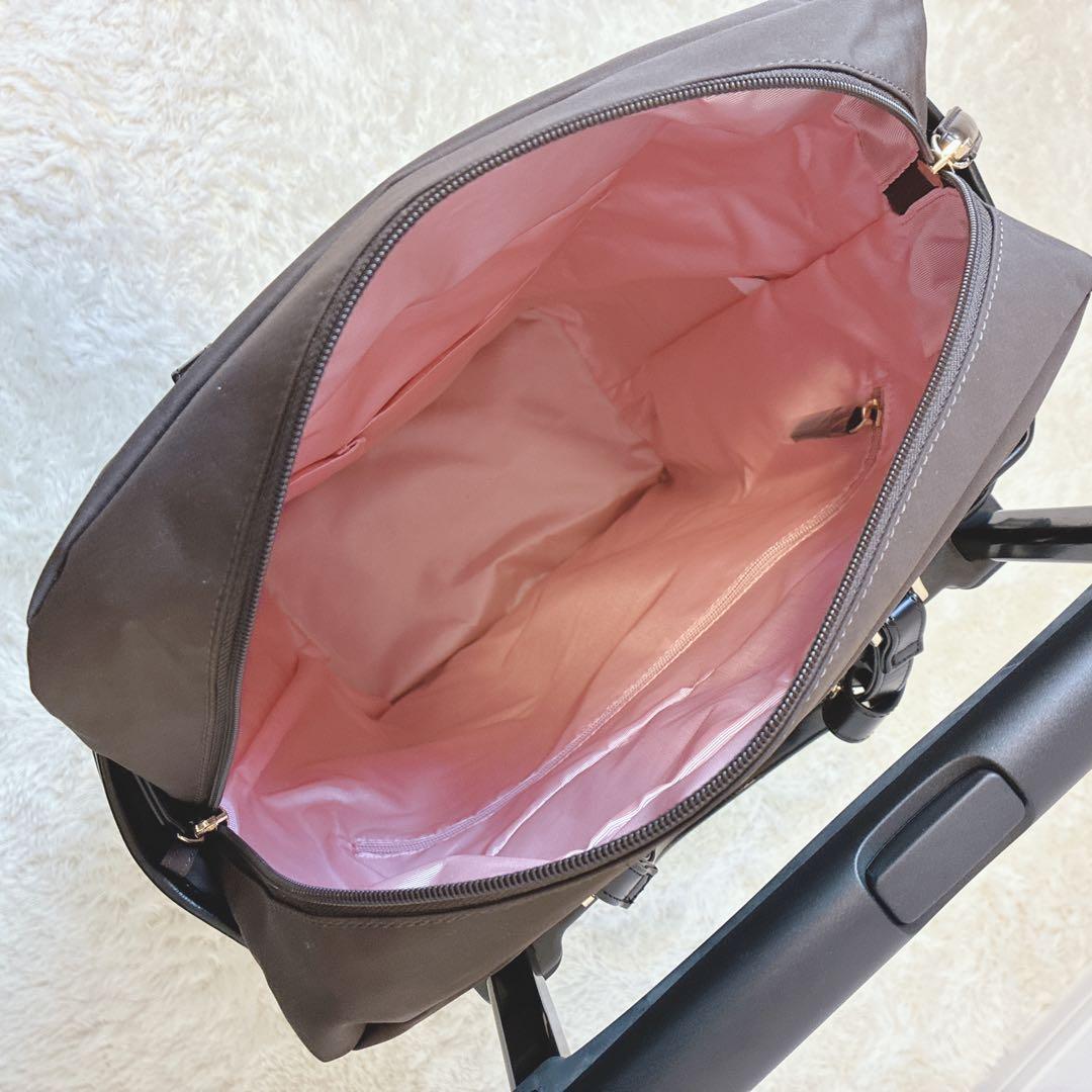 極美品 スワニー キャリーカート リボンテープアクセント トートバッグ ブラウン