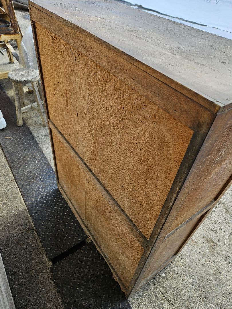 日本のアンティーク ダイヤガラスの水屋箪笥 木製 飾り棚 茶棚 食器棚