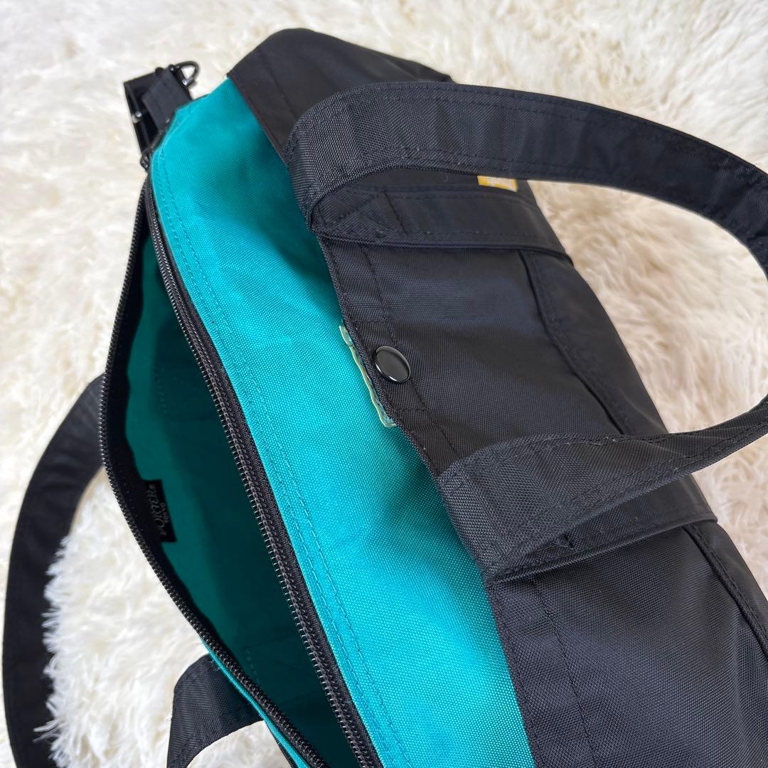 【希少】PORTER ドラム型バッグ ブラック/ターコイズ 美品2way