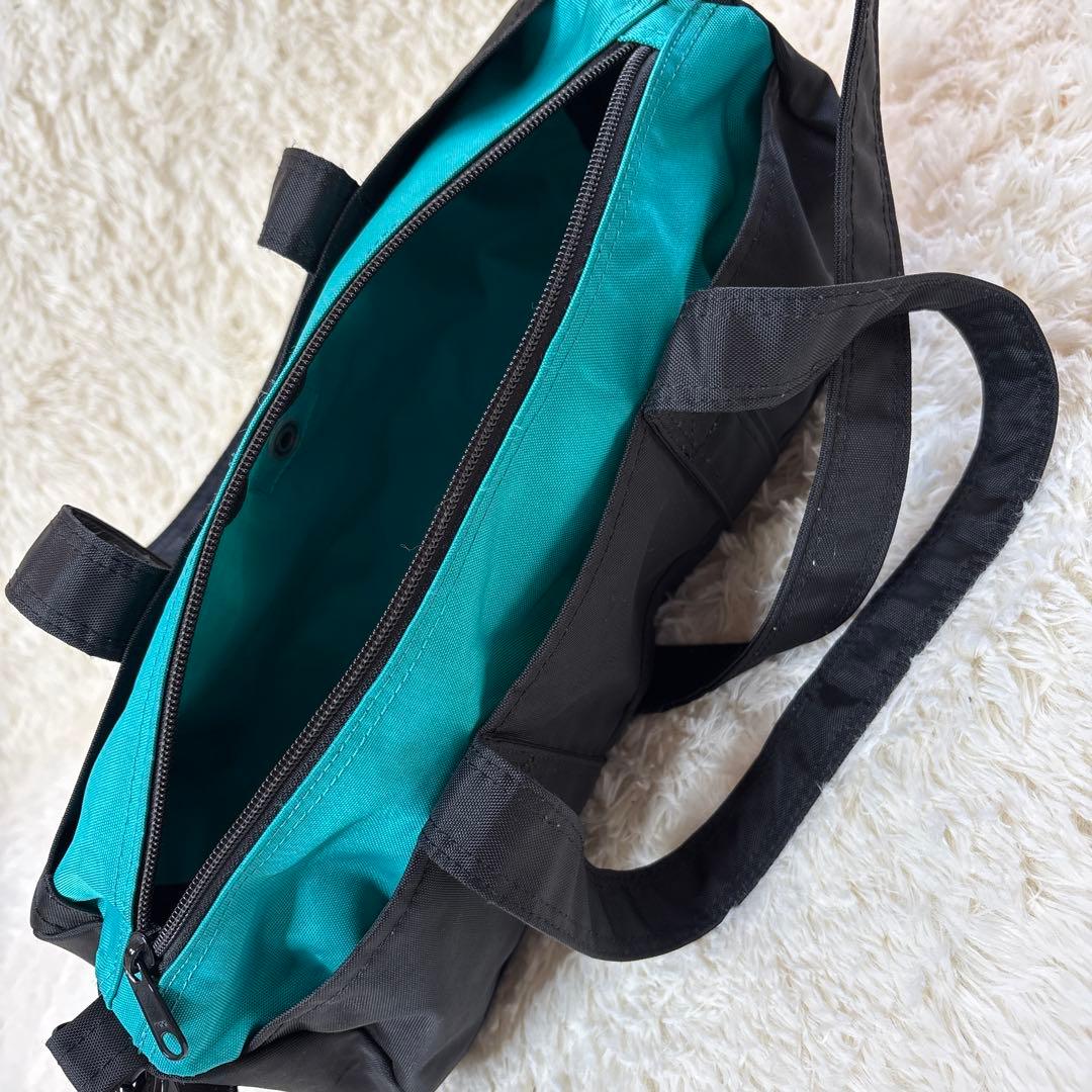 【希少】PORTER ドラム型バッグ ブラック/ターコイズ 美品2way