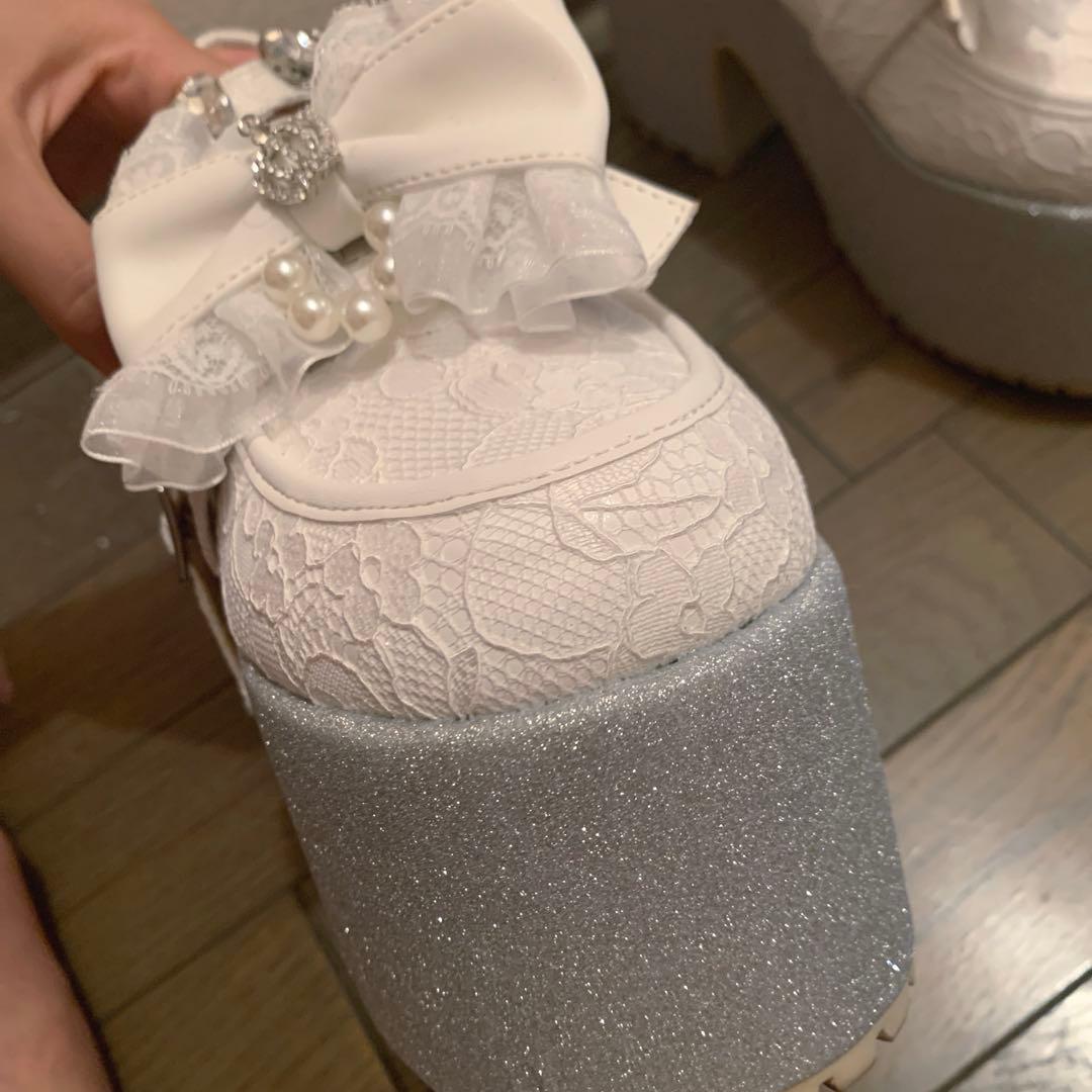 Ank Rougeアンクルージュクラウンリボンシューズ 厚底レース量産型アイドル