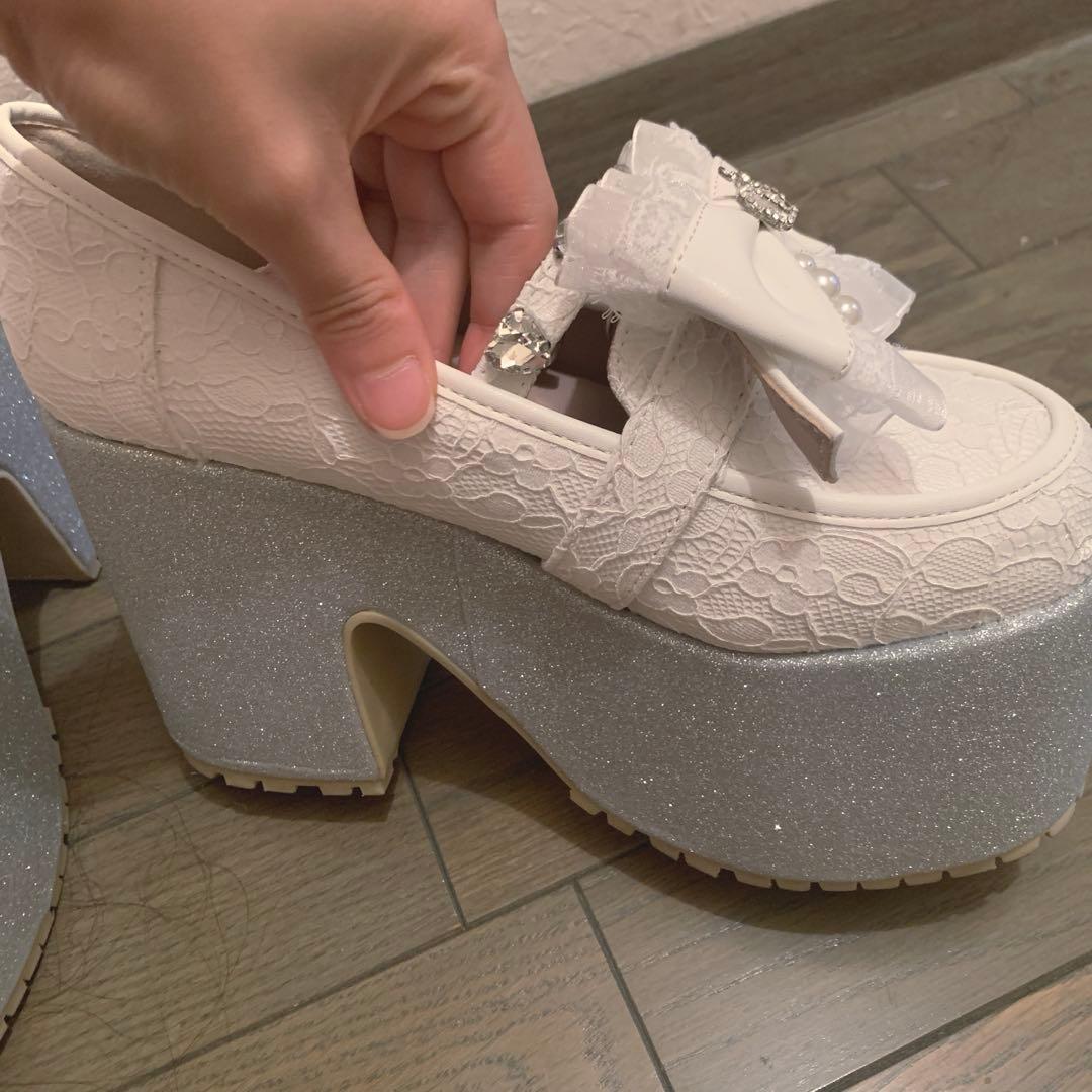 Ank Rougeアンクルージュクラウンリボンシューズ 厚底レース量産型アイドル