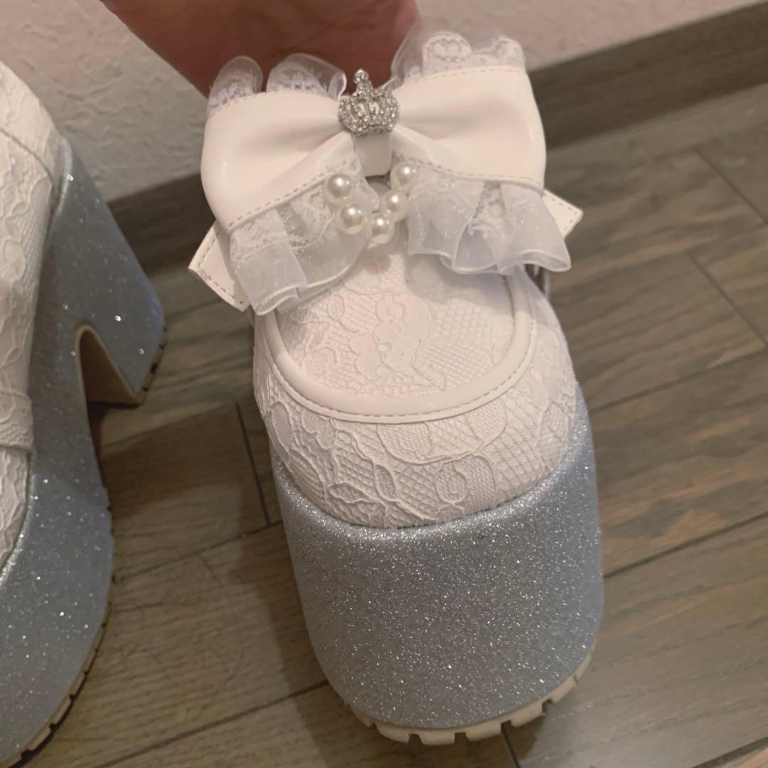 Ank Rougeアンクルージュクラウンリボンシューズ 厚底レース量産型アイドル