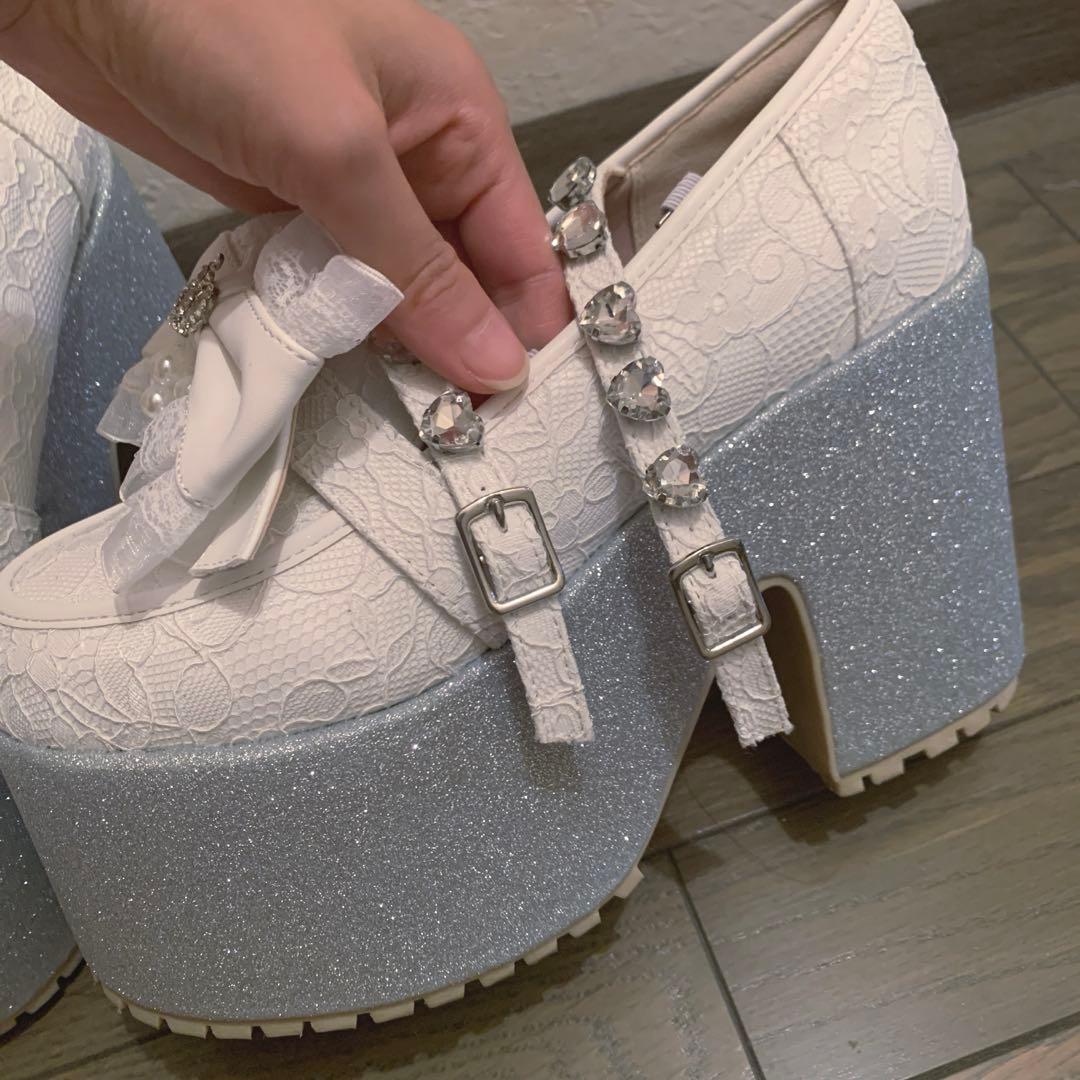 Ank Rougeアンクルージュクラウンリボンシューズ 厚底レース量産型アイドル