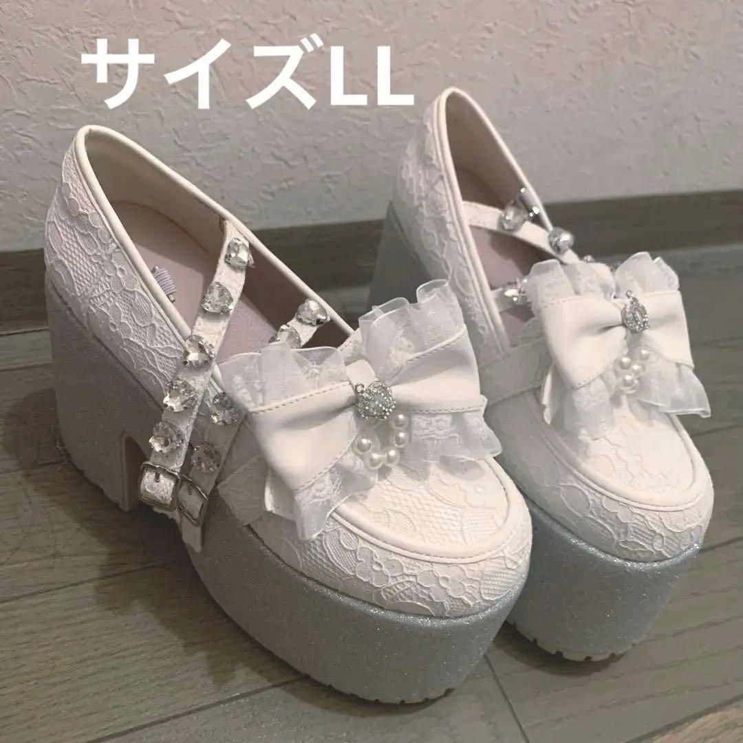 Ank Rougeアンクルージュクラウンリボンシューズ 厚底レース量産型アイドル