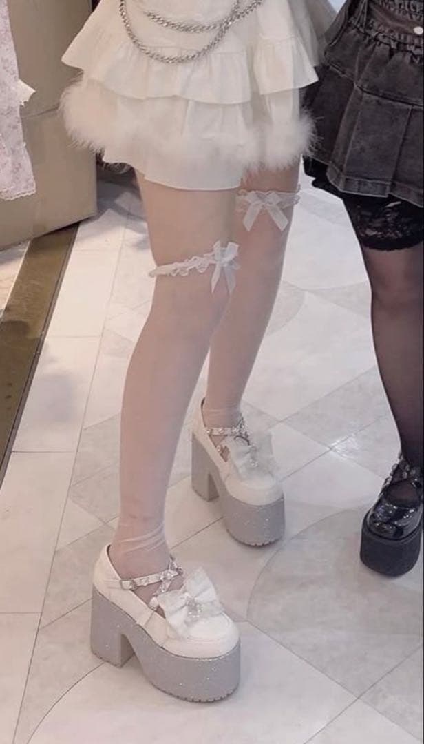 Ank Rougeアンクルージュクラウンリボンシューズ 厚底レース量産型アイドル