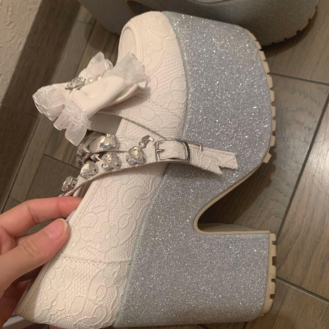 Ank Rougeアンクルージュクラウンリボンシューズ 厚底レース量産型アイドル