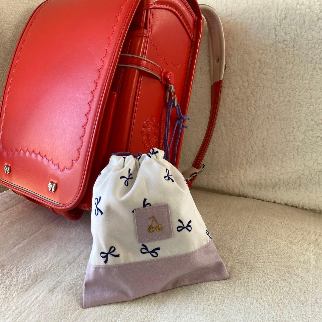 レッスンバック　女の子　上履き入れ　体操服袋　給食袋　リボン　ハンドメイド