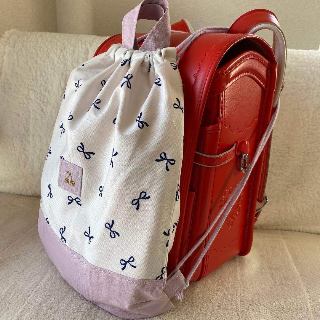 レッスンバック　女の子　上履き入れ　体操服袋　給食袋　リボン　ハンドメイド