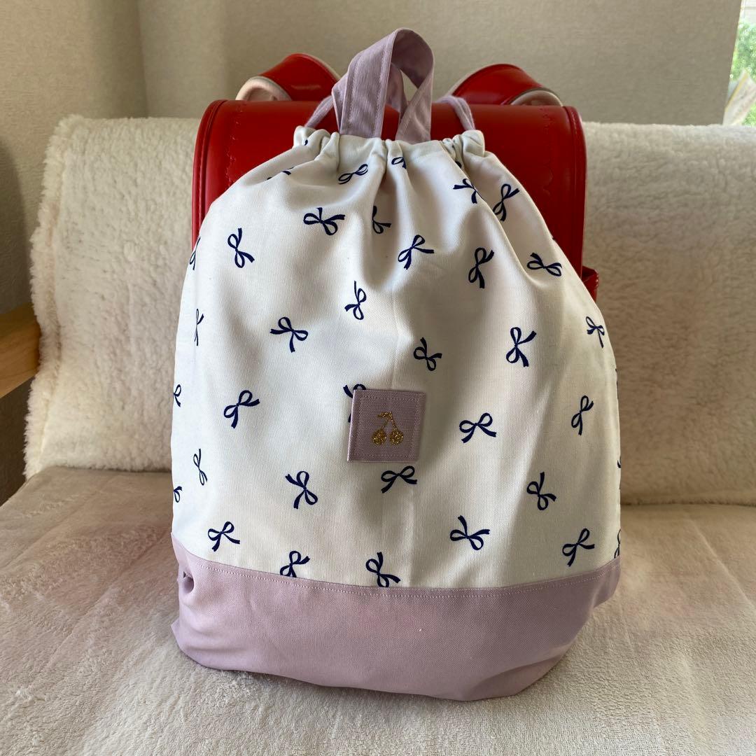 レッスンバック　女の子　上履き入れ　体操服袋　給食袋　リボン　ハンドメイド
