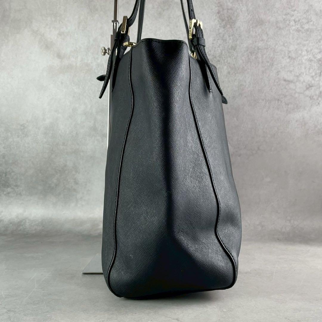 美品✨A4可 トリーバーチ トートバッグ オールレザー 肩掛け ロゴ金具 黒