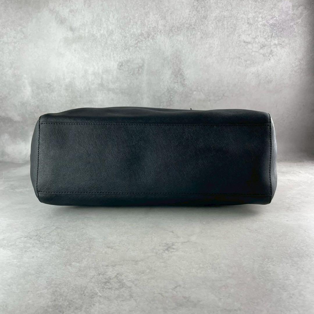 美品✨A4可 トリーバーチ トートバッグ オールレザー 肩掛け ロゴ金具 黒