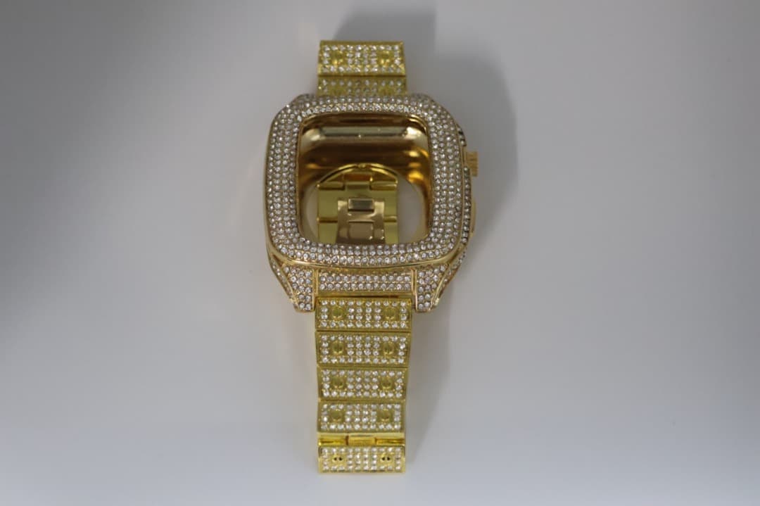 R　Apple Watchベルト キラキラステンレスバンド2点セット