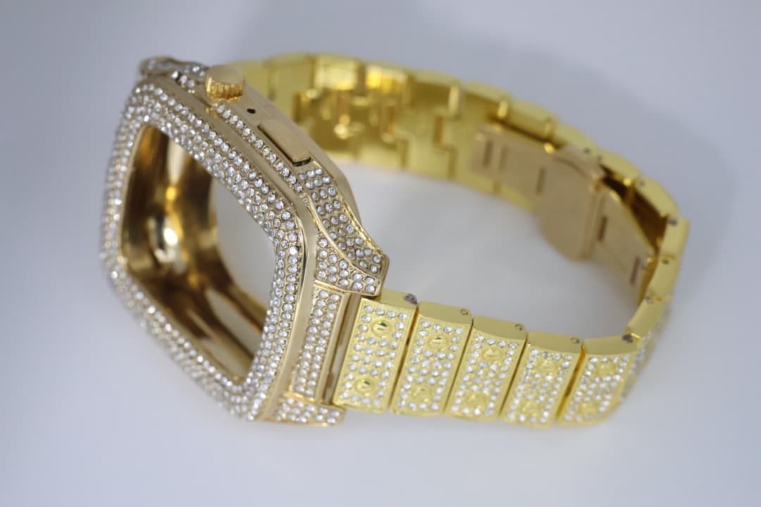 R　Apple Watchベルト キラキラステンレスバンド2点セット