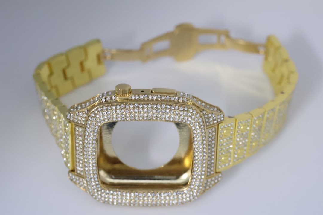 R　Apple Watchベルト キラキラステンレスバンド2点セット