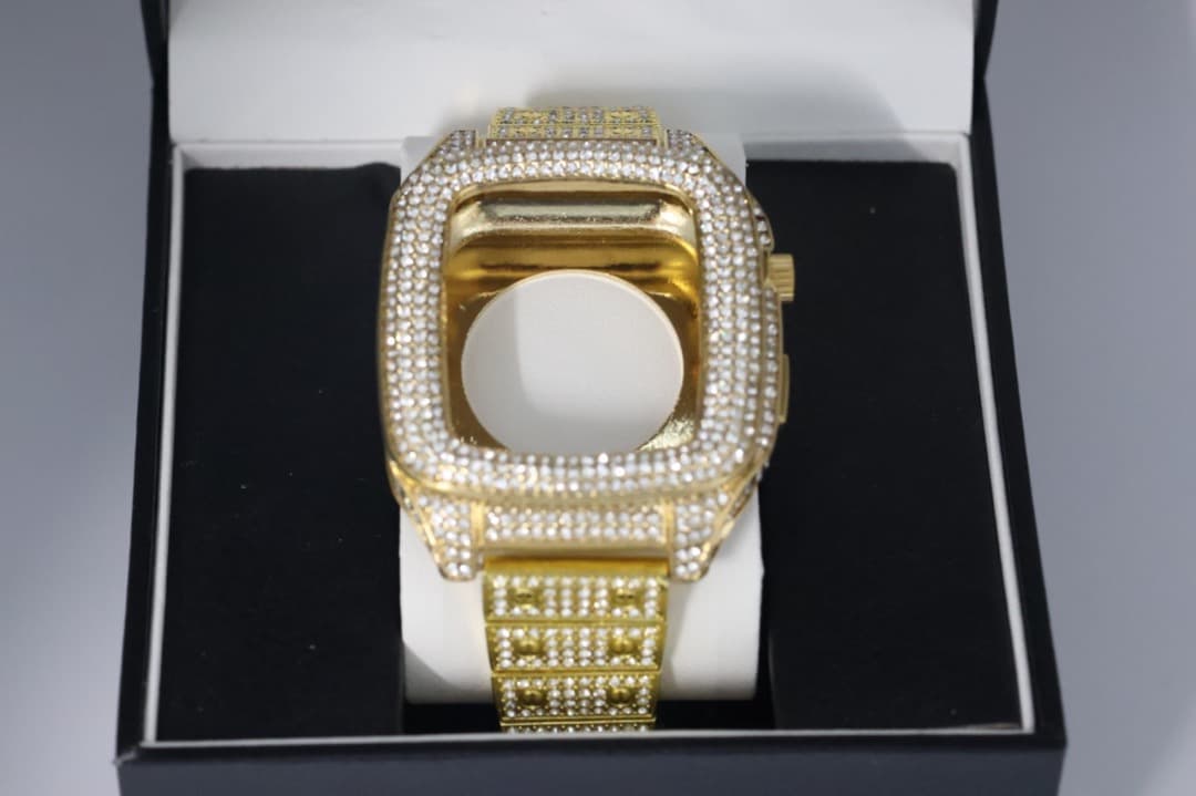 R　Apple Watchベルト キラキラステンレスバンド2点セット