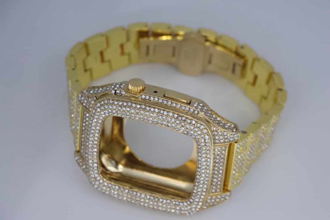 R　Apple Watchベルト キラキラステンレスバンド2点セット