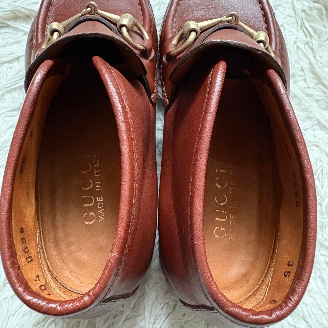 グッチ ホースビット ローファー ハイカット ブラウン 本革　104 0088