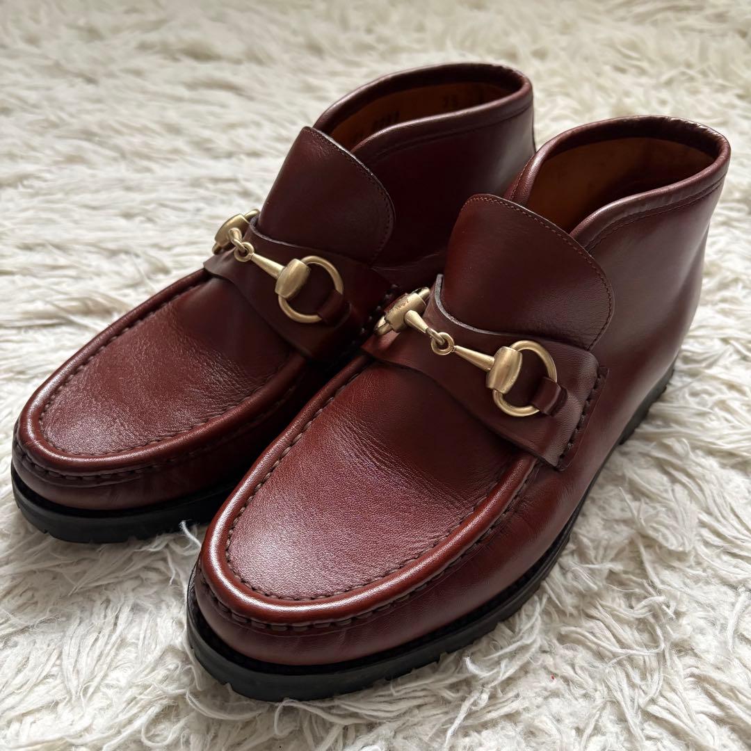 グッチ ホースビット ローファー ハイカット ブラウン 本革　104 0088