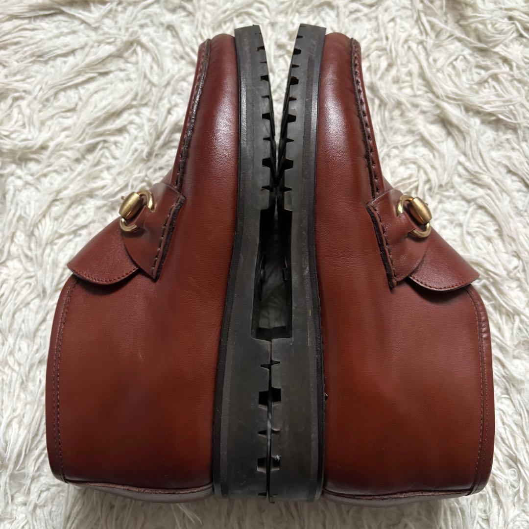 グッチ ホースビット ローファー ハイカット ブラウン 本革　104 0088